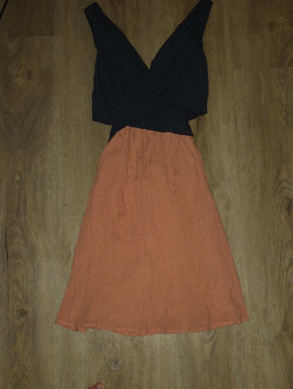 Anthropologie Lola Navy and Rust Two-Tone Dress